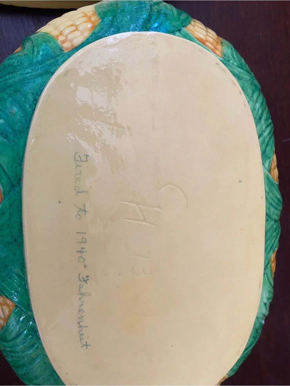 Corn-Shaped Ceramic Covered Dish in Yellow and Green